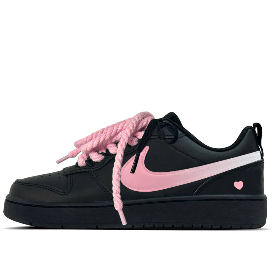 Nike Nike Court Borough Sweet Heart Berry Leather Slip Resistant Low top Kids' Skateboarding Shoes Black Teenagers