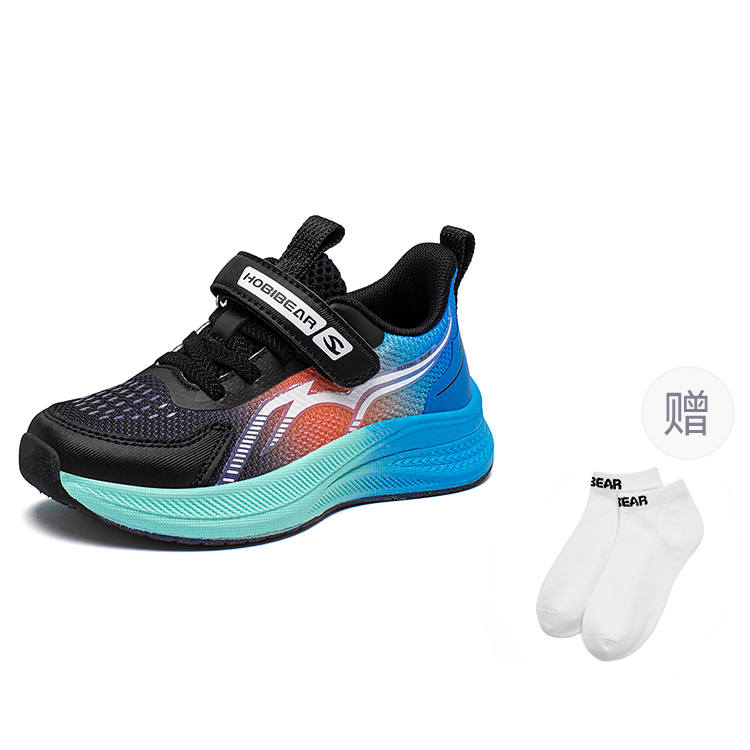 HOBIBEAR Synthetic Leather, Textile Low top Kids Lifestyle Shoes Black Blue Kids'