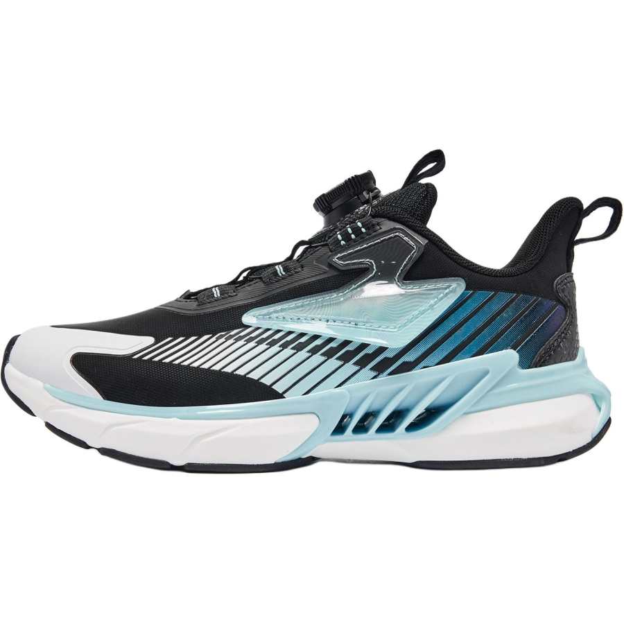 QIAODAN Comfortable Anti Kick And Abrasion Resistant Low top Kids' Running Shoes Black Blue Teenagers
