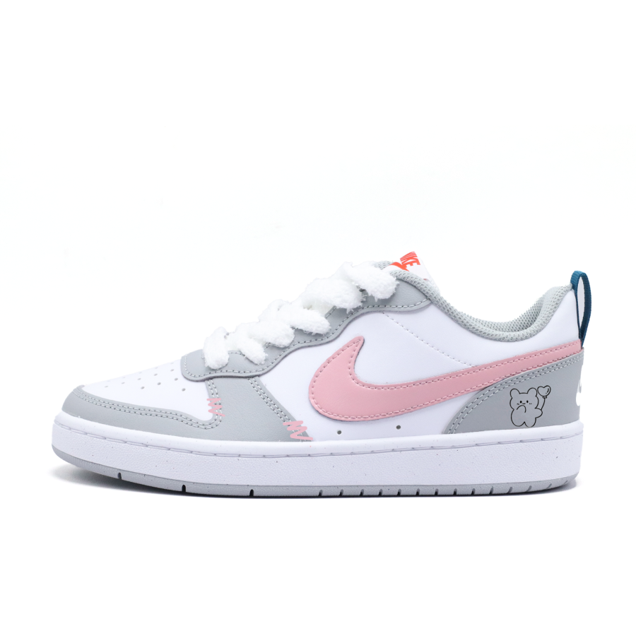Nike Nike Court Borough Bear Slip Resistant Slip Resistant Low top Kids' Skateboarding Shoes Gray Pink Teenagers