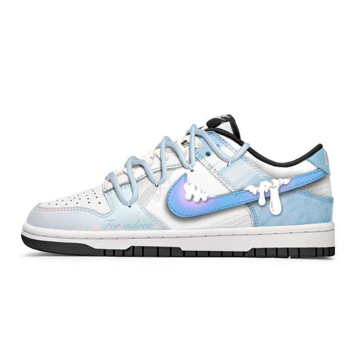 Nike Nike Dunk Slip Resistant Lightweight Cushioning Low top Kids' Skateboarding Shoes Blue White Teenagers