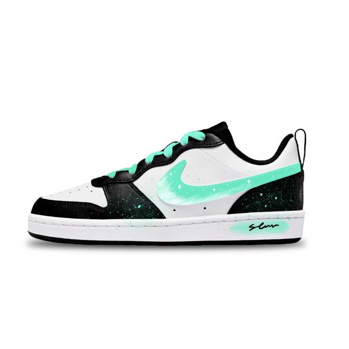 Nike Nike Court Borough Jiuxi Mint Slip Resistant Abrasion Resistant Low top Kids' Skateboarding Shoes Black White Unisex