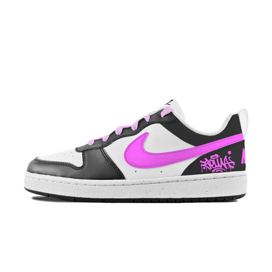 Nike Nike Court Borough Black Rose Sweet Step Slip Resistant Abrasion Resistant Low top Kids' Skateboarding Shoes White