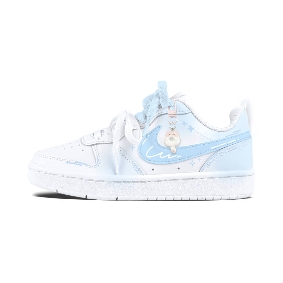 Nike Nike Court Borough Blue Anime Leather Slip Resistant Abrasion Resistant Kids' Skateboarding Shoes Teenagers