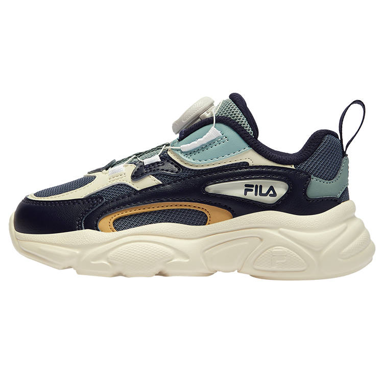 FILA KIDS BOA Slip Resistant Abrasion Resistant Low top Kids' Running Shoes Gray Blue/White Children Aged 3 7 Years Old