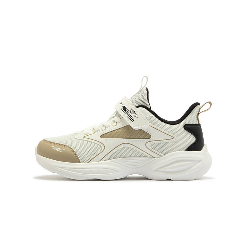 XTEP Slip Resistant Abrasion Resistant Low top Kids' Running Shoes Sail White Rock Sand Brown Kids'