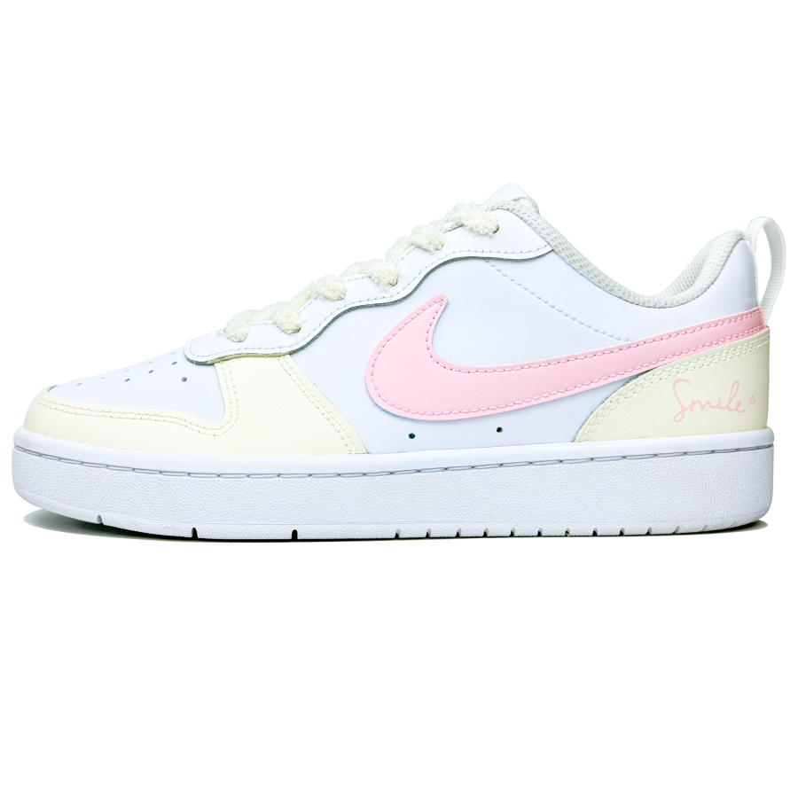Nike Nike Court Borough Slip Resistant Abrasion Resistant Low top Kids' Skateboarding Shoes Yellow Pink Teenagers