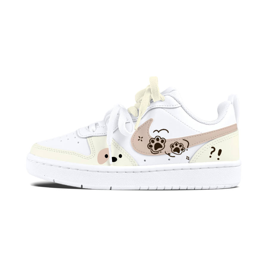 Nike Nike Court Borough Flower Face Dog Paw Cushioning Abrasion Resistant Slip Resistant Skateboard Shoes Teenagers