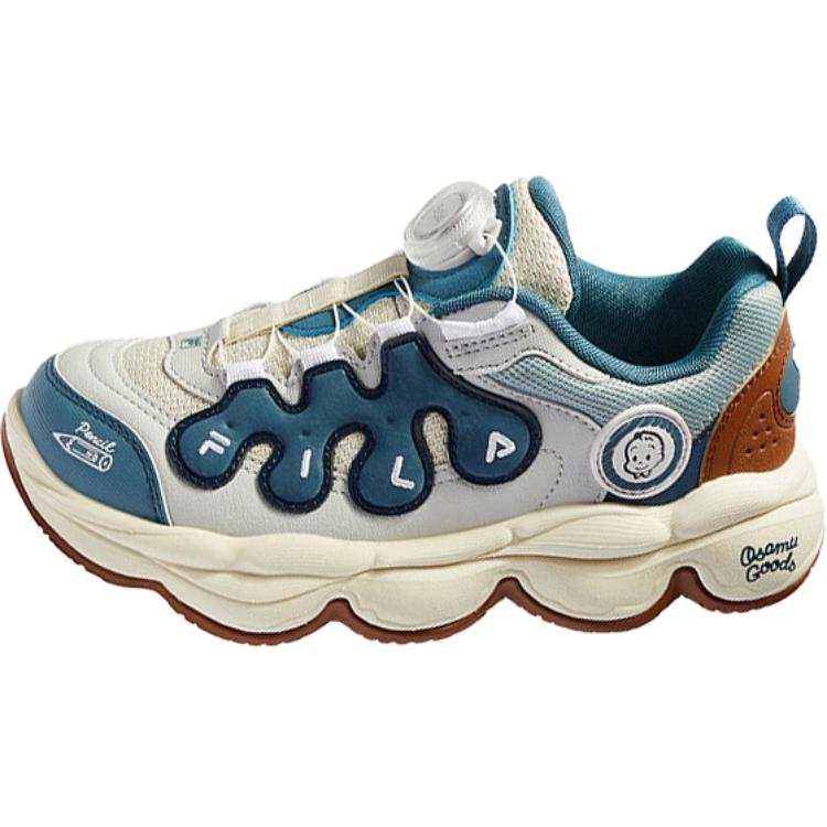 FILA KIDS Comfortable Slip Resistant Abrasion Resistant Low top Children's Basketball Shoes White Blue Teenagers