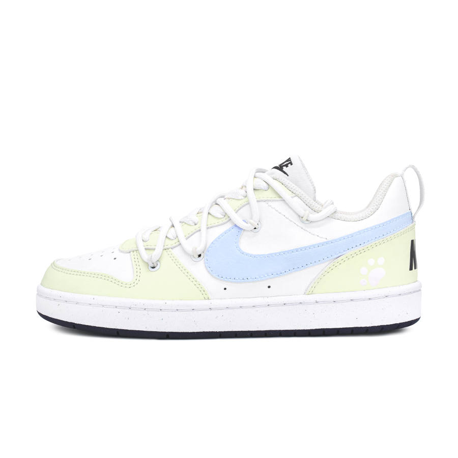 Nike Nike Court Borough Synthetic Leather Slip Resistant Abrasion Resistant Low top Kids' Skateboarding Shoes Yellow Blue