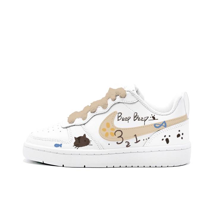 Nike Nike Court Borough Brown Cat Memory Leather Slip Resistant Cushioning Abrasion Resistant