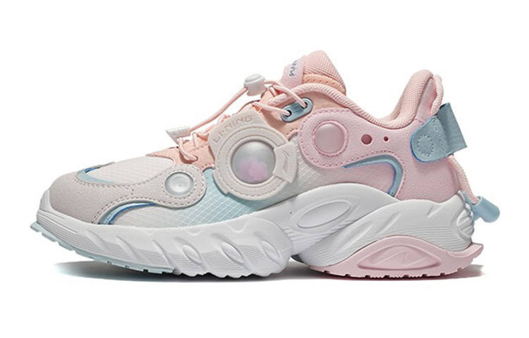 Li-Ning YOUNG Li Ning Slip Resistant Cushioning Abrasion Resistant Low top Running Shoes Cherry Blossom Pink Teenagers