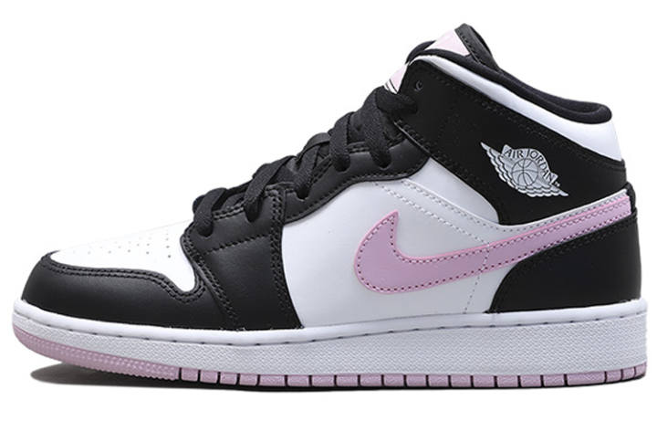 Jordan Jordan 1 Mid White Black Light Arctic Pink GS