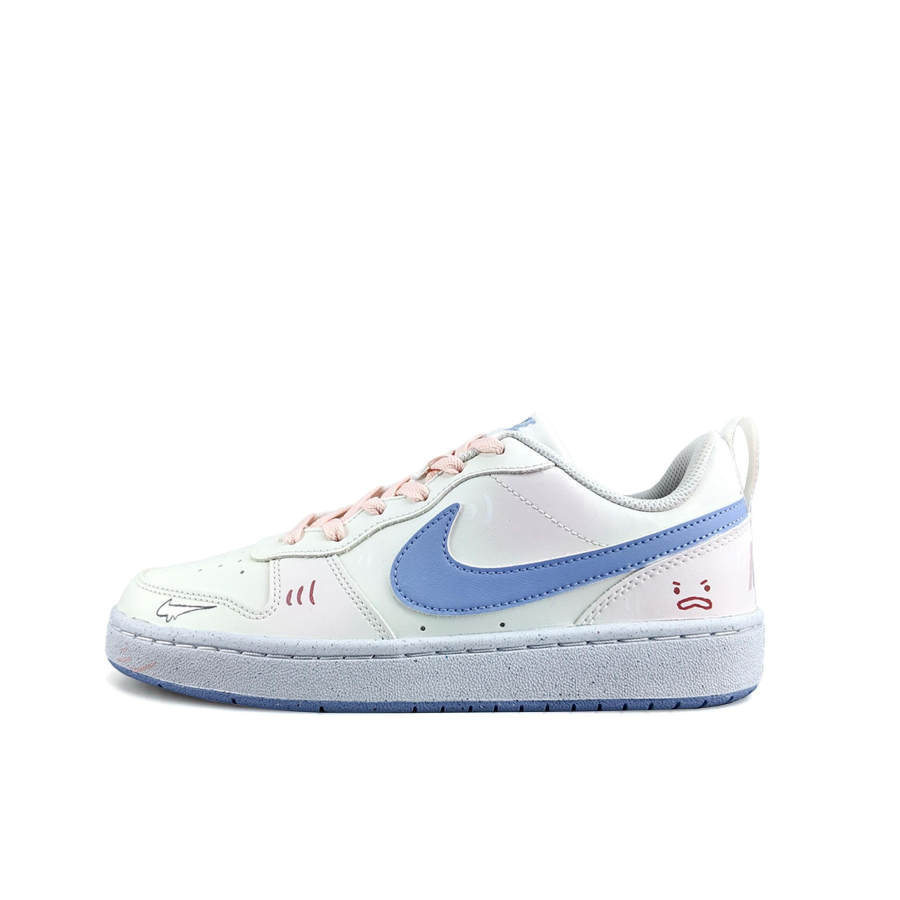 Nike Nike Court Borough Blue Pink Mood Synthetic Leather Slip Resistant Abrasion Resistant Slip Resistant Abrasion Resistant