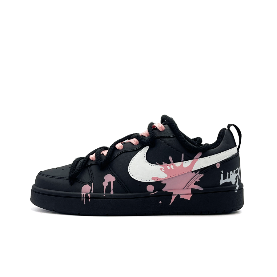 Nike Nike Court Borough 2 Sweetheart Big Explosion Abrasion Resistant Low top Kids' Skateboarding Shoes Black Pink Teenagers