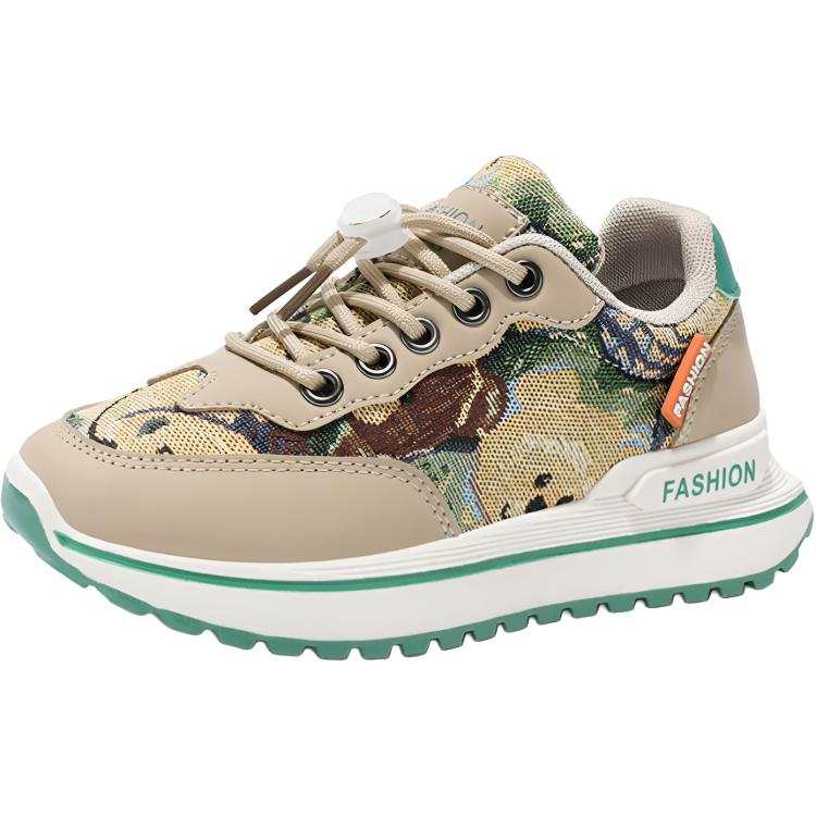 TONYBEAR Breathable Low top Running Shoes Beige Green Kids'