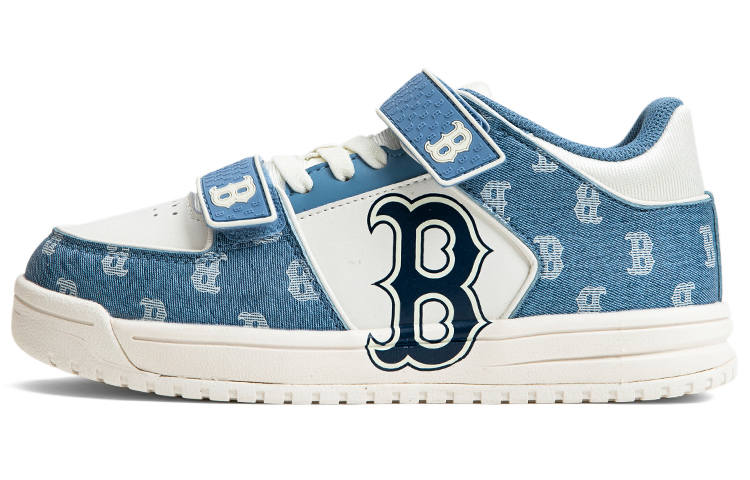 MLB Chunky Liner Canvas Leather Slip Resistant Abrasion Resistant Low top Casual Shoes Dark Sky Blue Kids'