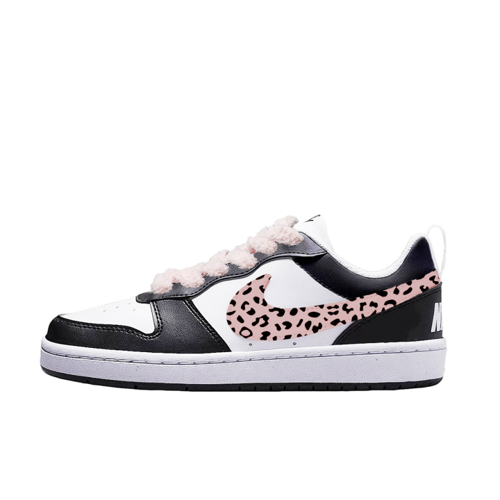 Nike Nike Court Borough Berry Pink Leopard Synthetic Leather Lightweight Cushioning Slip Resistant