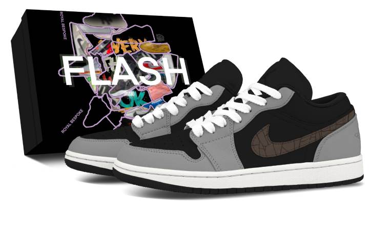 Jordan Jordan Air Jordan 1 Crack Gray, Box Included Leather Slip Resistant Abrasion Resistant Low top