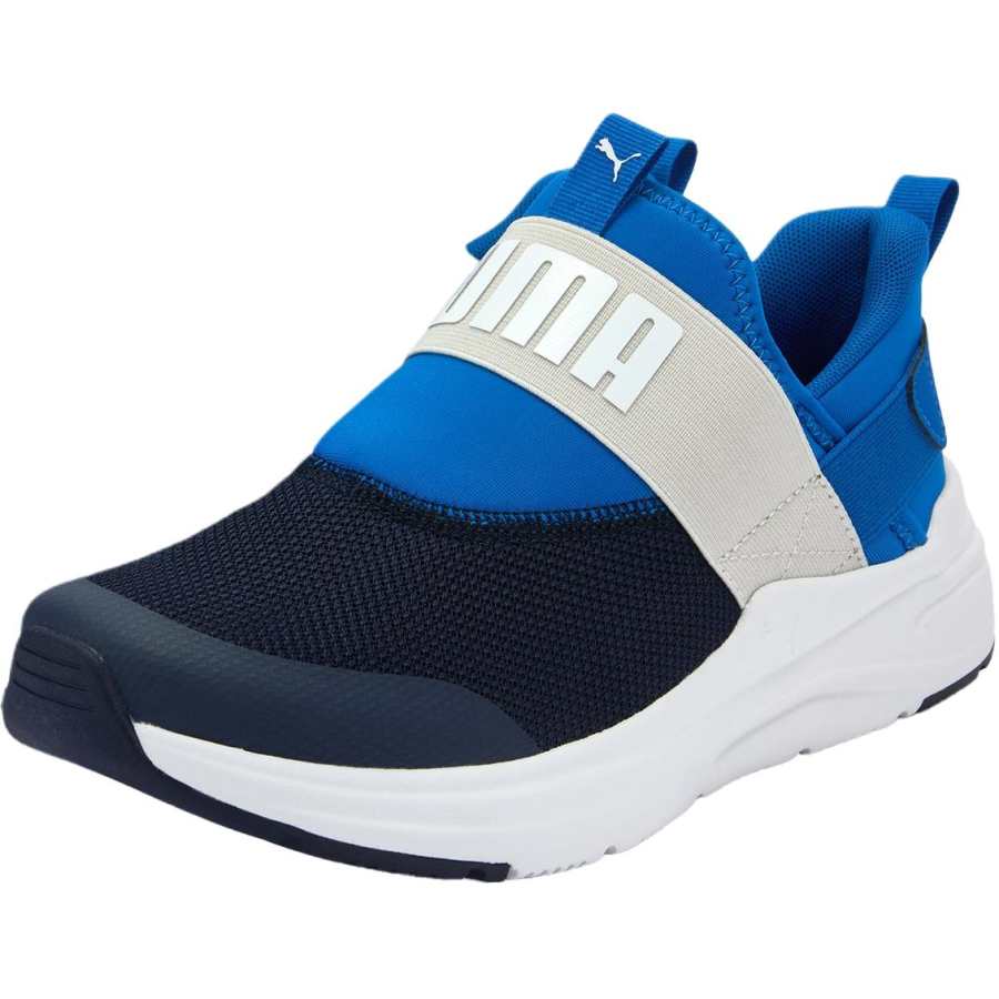 PUMA SOFTRIDE Wired 2 Slip Resistant Abrasion Resistant Low top Kids Lifestyle Shoes Black Blue Teenagers