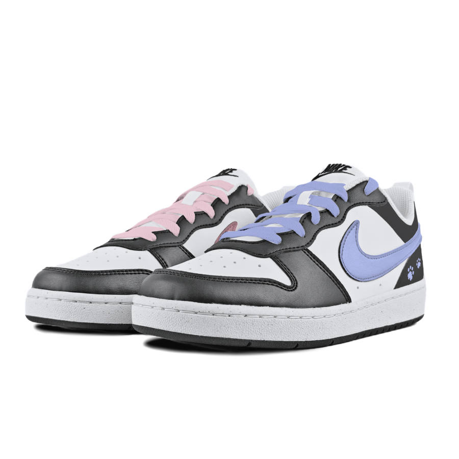 Nike Nike Court Borough Pink Purple Grapes Slip Resistant Abrasion Resistant Low top Kids' Skateboarding Shoes White