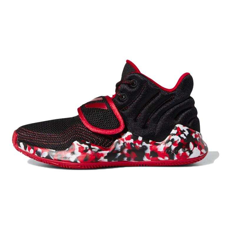 Adidas Adidas Deep Threat Breathable Mid top Children's Basketball Shoes Black Red Teenagers