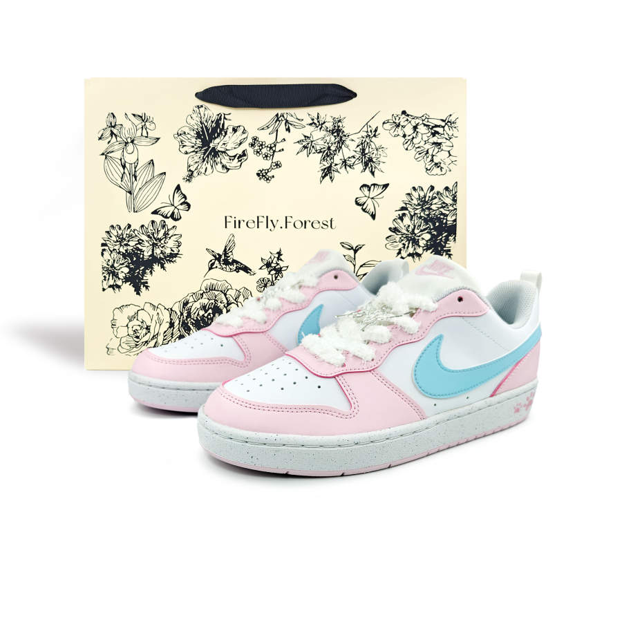 Nike Nike Court Borough Slip Resistant Abrasion Resistant Low top Kids' Skateboarding Shoes Pink Blue Teenagers