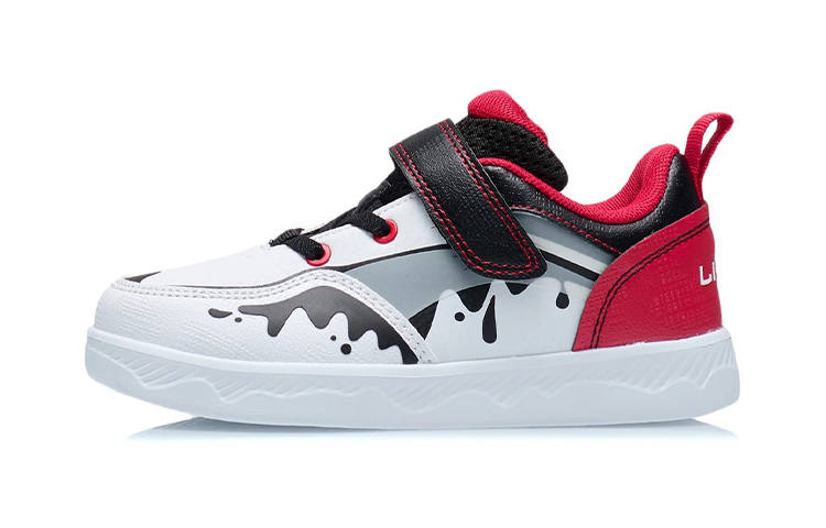 Li-Ning YOUNG Li Ning Slip Resistant Abrasion Resistant Low top Kids' Skateboarding Shoes Black Red Children Aged 3 7 Years Old
