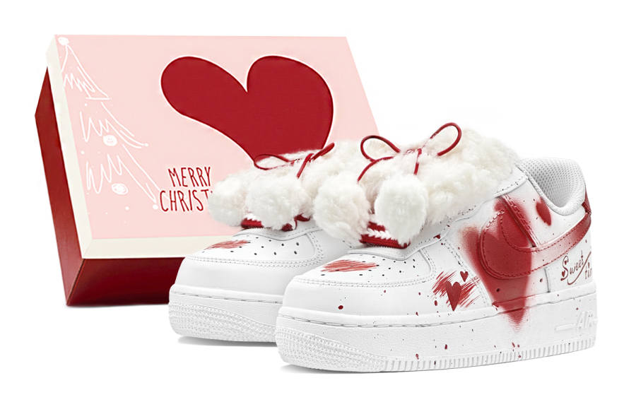 Nike Nike Air Force 1 LE Low top Children's Basketball Shoes White Red Teenagers