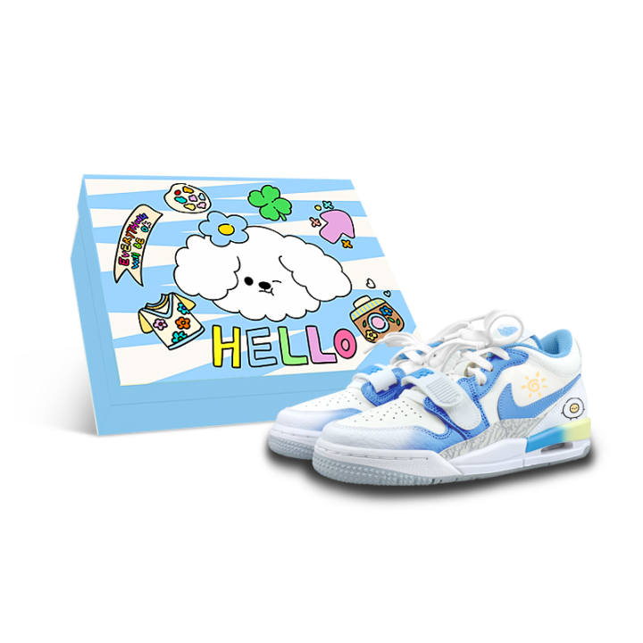 Jordan Jordan Air Jordan Legacy Fun Egg, Egg Pouch BOX Low Synthetic Leather Low top Children's Basketball Shoes White