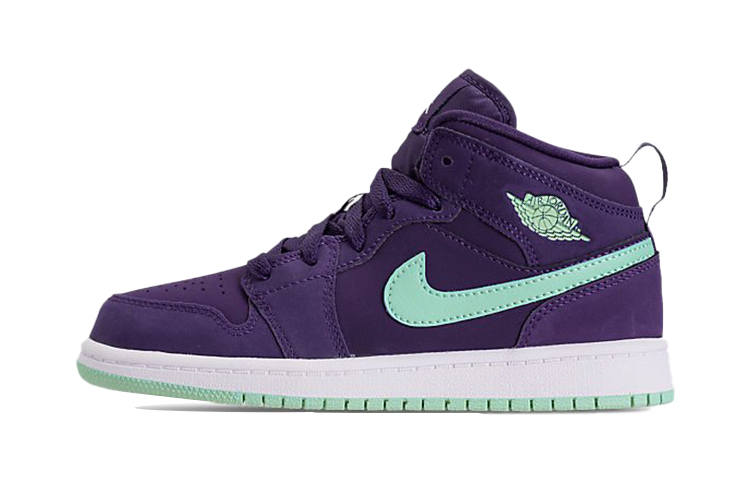 Jordan Jordan Air Jordan 1 Cushioning Mid top Children's Basketball Shoes Purple Children Aged 3 7 Years Old