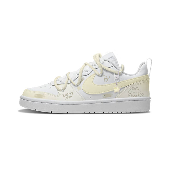 Nike Nike Court Borough Light Yellow Gradient Dog Leather Slip Resistant Cushioning Abrasion Resistant Low top