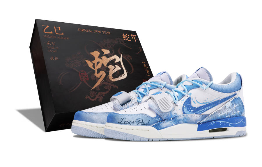 Jordan Jordan Legacy 312 Blue Tone Fantasy Leather Low top Children's Basketball Shoes Blue Teenagers