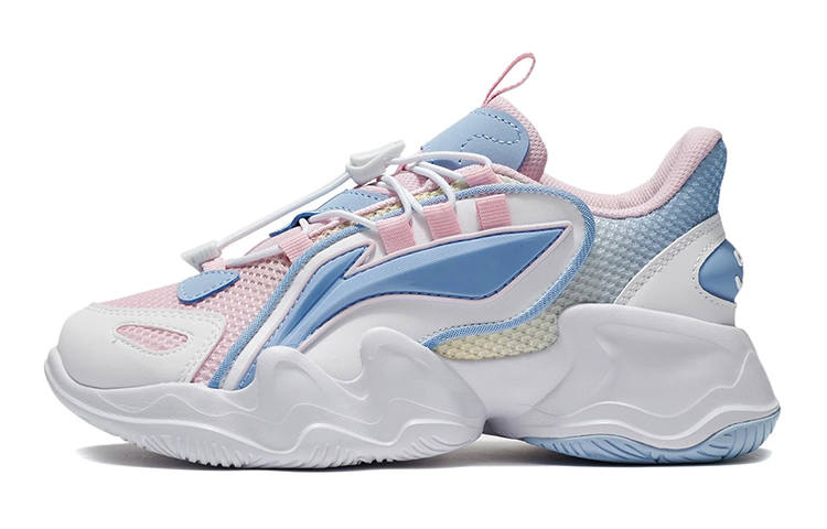 Li-Ning YOUNG Li Ning YOUNG Kompanio Sports Slip Resistant, Abrasion Resistant, Breathable Low top Casual Shoes White Pink Teenagers