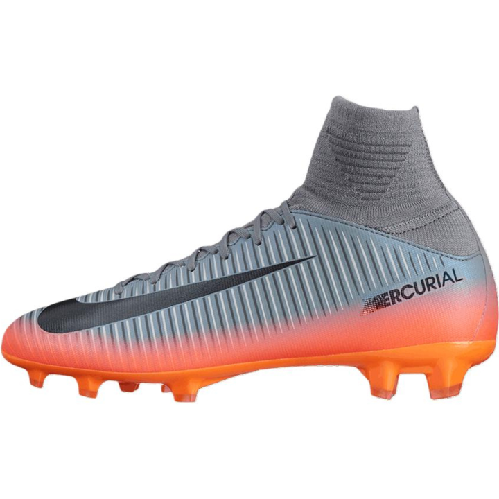 Nike Nike Mercurial Superfly 5 High top Soccer Shoes Gray Orange Kids'