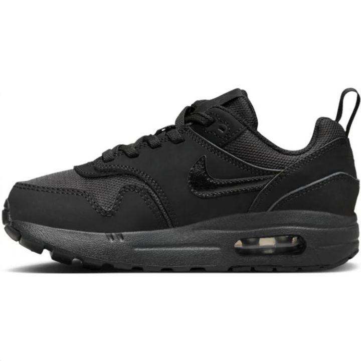 Nike Nike Air Max 1 Leather Abrasion Resistant Abrasion Resistant Low top Kids' Running Shoes Black