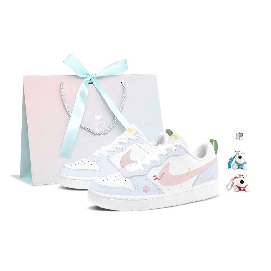 Nike Nike Court Borough Blue Bubbles, Shopping Bag Slip Resistant Abrasion Resistant Low top Kids' Skateboarding Shoes