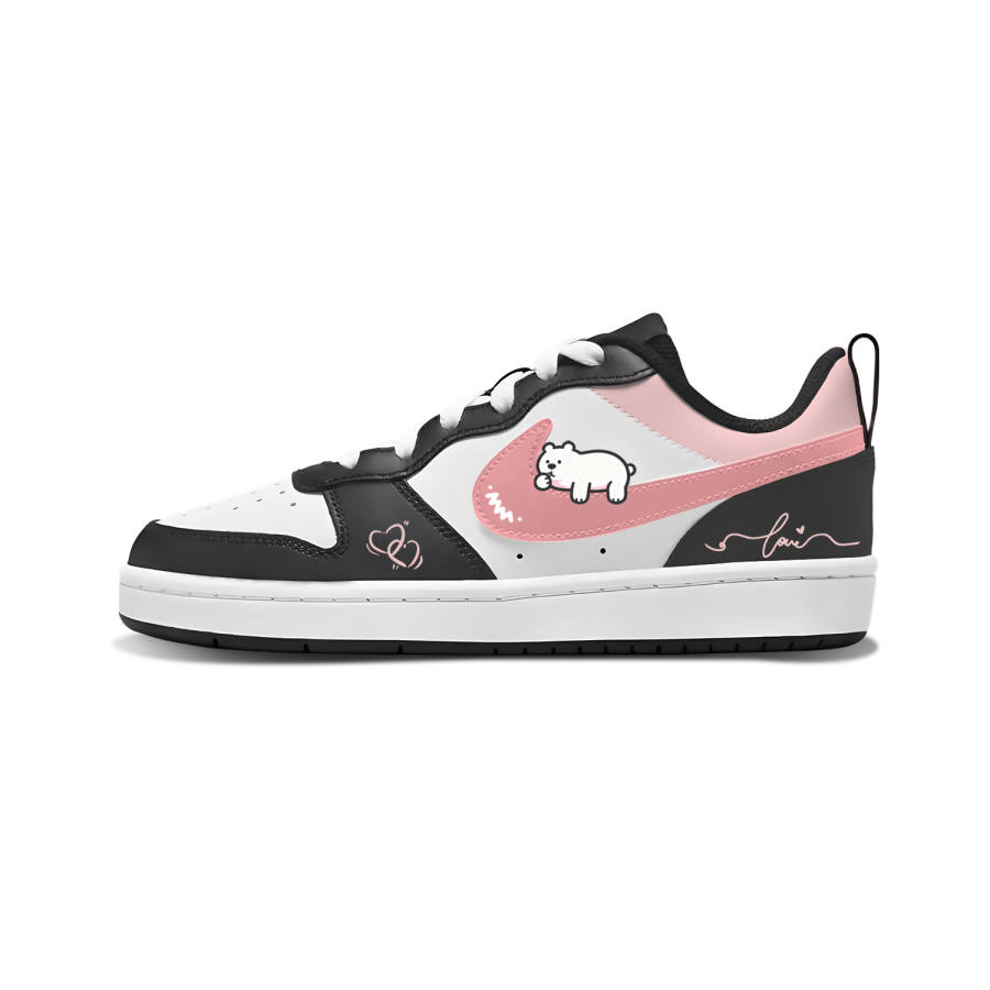 Nike Nike Court Borough Lazy Bear Leather Abrasion Resistant Abrasion Resistant Low top Skateboard Shoes Black Kids'