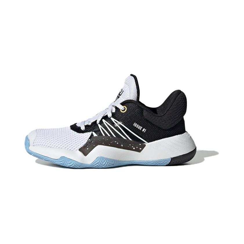 Adidas Adidas D.O.N. Issue #1 Trendy Breathable Low top Children's Basketball Shoes White Black Blue