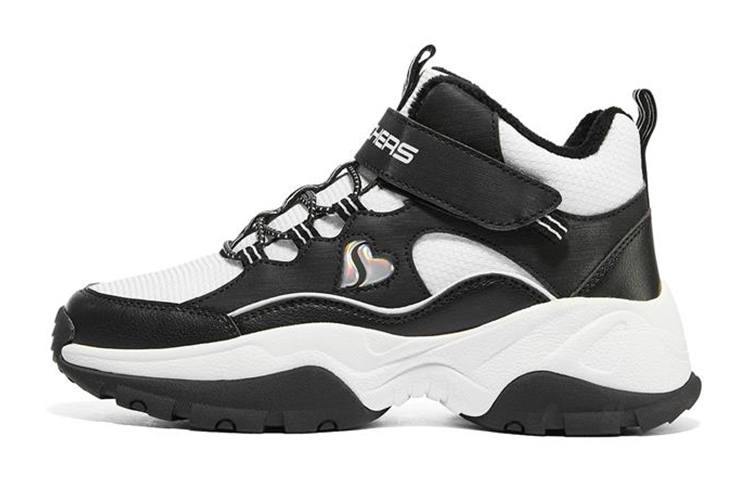 Skechers Kozmiks Mid top Kids Lifestyle Shoes Black White Teenagers