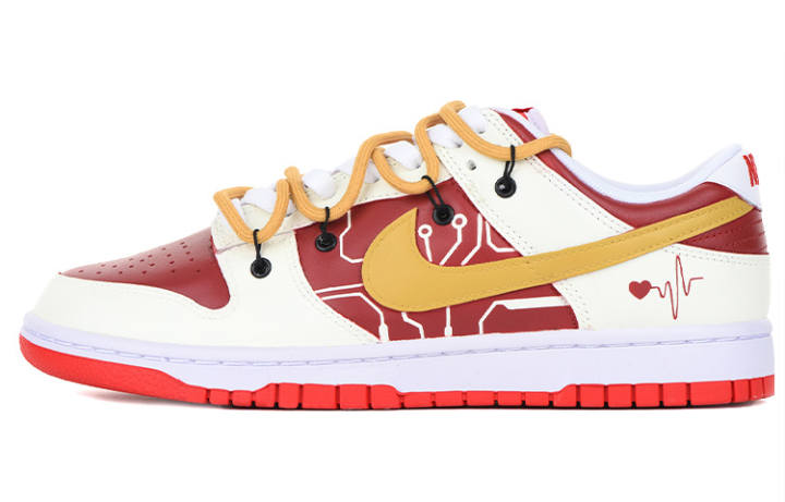 Nike Nike Dunk Low top Kids' Skateboarding Shoes Beige White Red Teenagers