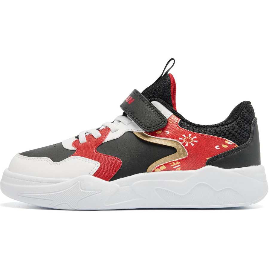 QIAODAN Textile, Synthetic Leather Low top Skateboard Shoes Black/Jordan White Teenagers
