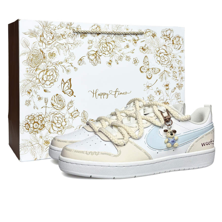 Nike Nike Court Borough Forest Island Warm Sun Leather Low top Kids' Skateboarding Shoes Light Blue Teenagers