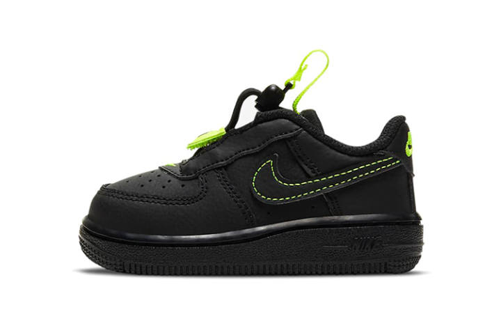 Nike Nike Air Force 1 Toggle Slip Resistant Cushioning Abrasion Resistant Low top Toddler Shoes Black Green