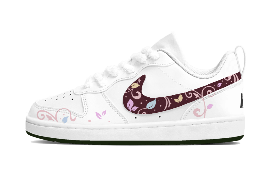 Nike Nike Court Borough Floral World Synthetic Leather Low top Kids' Skateboarding Shoes White Teenagers