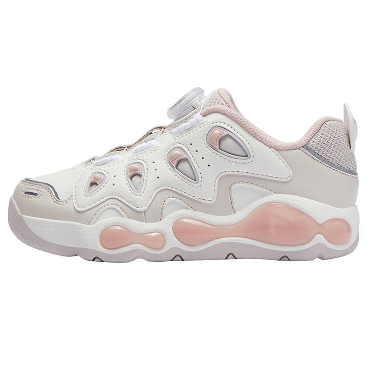 FILA KIDS Cracked Shoes Breathable Low top Feilei Basketball Shoes Snow Smoke Rose Pink Unisex