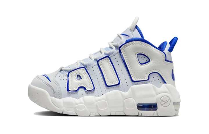 Nike Nike Air More Uptempo Mid top Children's Basketball Shoes White Blue Children Aged 3 7 Years Old