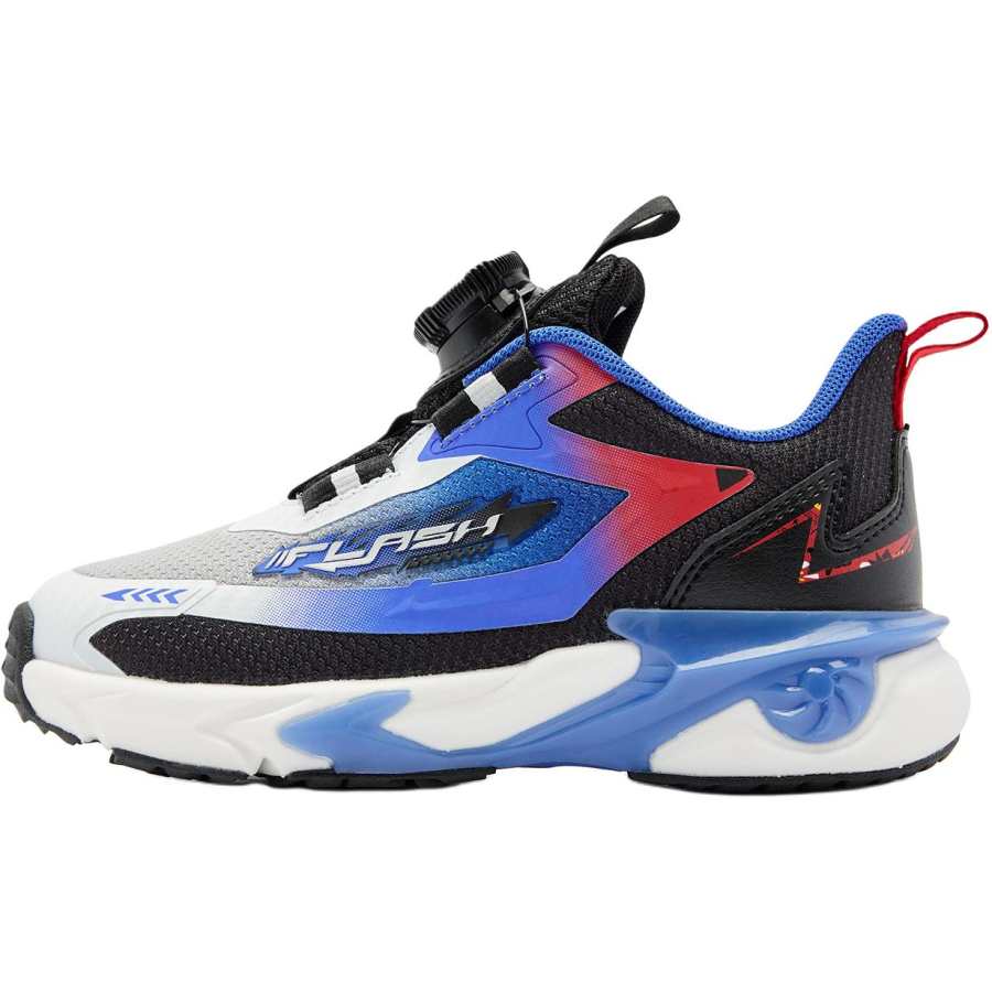 QIAODAN Fabric Comfortable Slip Resistant Abrasion Resistant Low top Kids' Running Shoes Black