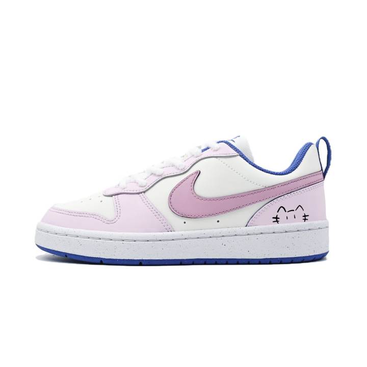 Nike Nike Court Borough Pink Mist Flower Cat Synthetic Leather Slip Resistant Abrasion Resistant Low top