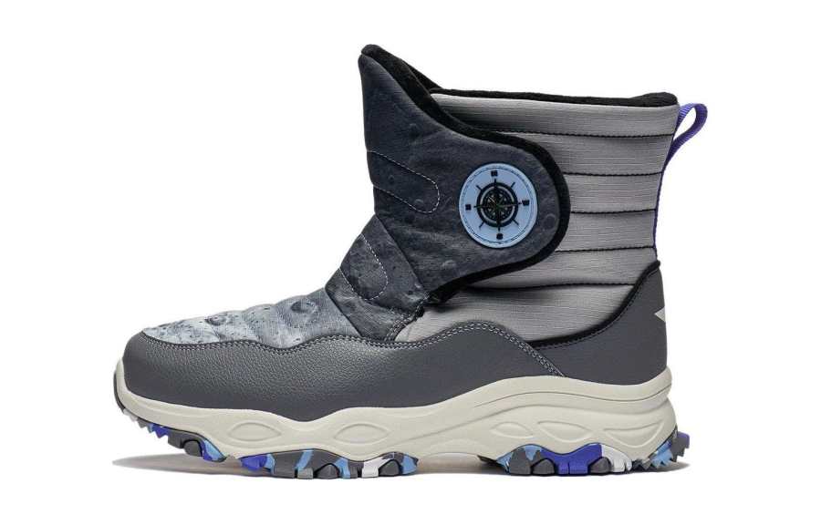 Li-Ning YOUNG Li Ning YOUNG Synthetic Leather Fleece Lined Comfortable High top Casual Shoes Gray Teenagers